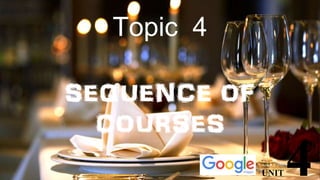 Topic 4
SEQUENCE OF
COURSES
UNIT 4
 