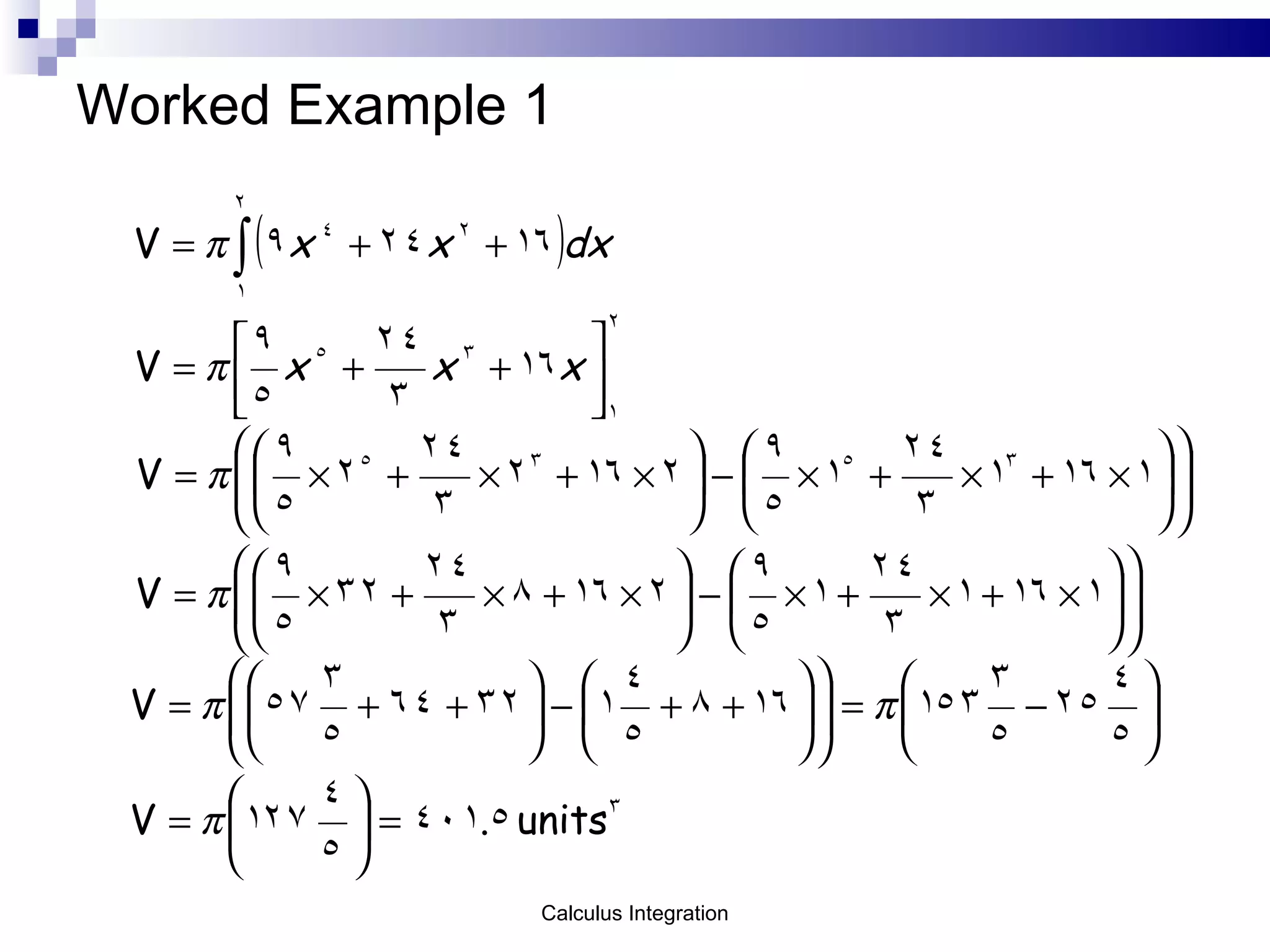Worked Example 1 Calculus Integration 