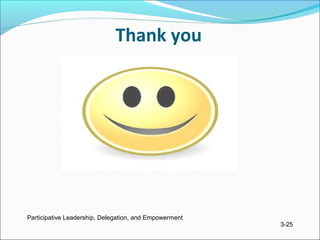 Participative Leadership, Delegation, and Empowerment
3-25
Thank you
 