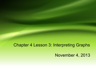 Chapter 4 Lesson 3: Interpreting Graphs
November 4, 2013

 