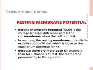RESTING MEMBRANE POTENTIAL
OCT26,
2022
Dr.Najma
Mohamed
 