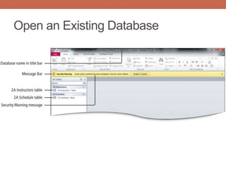 Open an Existing Database
 