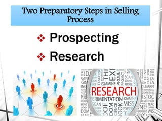 Two Preparatory Steps in Selling
Process
 Prospecting
 Research
 
