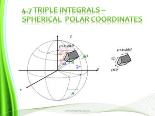 ρ
dρ
Ɵ
Ɵ
dƟ
ϕ
dϕ
dρ
x
y
z
rahimahj@ump.edu.my
 dsin
d
 dsin
 