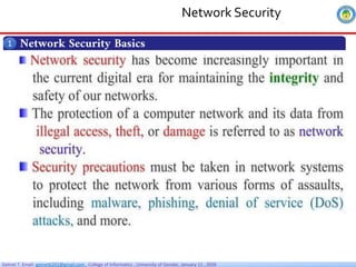 Getnet T. Email: getnet6202@gmail.com , College of Informatics , University of Gondar, January 11 , 2026
Network Security Basics
1
Network Security
 