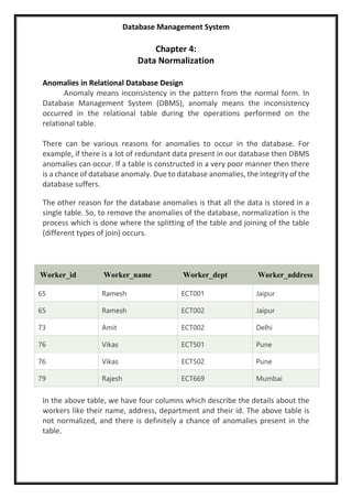 Chapter 4 notes DBMS.pdf | Databases | Computer Software and Applications