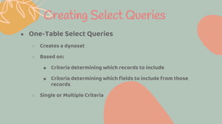 Chapter 4 organizing & manipulating the data in database | PDF