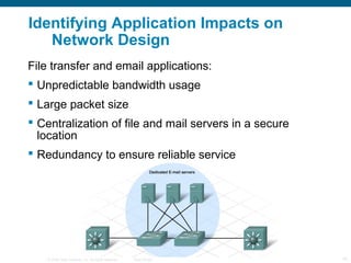 Identifying Application Impacts on
   Network Design
File transfer and email applications:
 Unpredictable bandwidth usage...