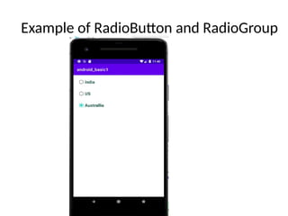 Android Types of elements in Android studio | PPTX
