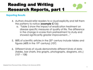Adapted from Penrose & Katz, Writing in the Sciences (2010)
6
Reading and Writing
Research Reports, part 1
Reporting Resul...