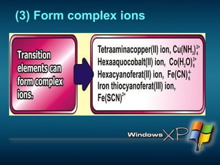 (3) Form complex ions 