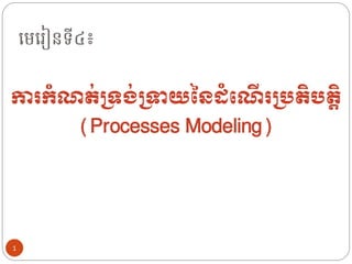 មេម ៀនទី៤៖
ការកំណត់ទ្រង់ទ្ាយនៃដំណណ
ើ រទ្រតិរតតិ
(Processes Modeling)
1
 