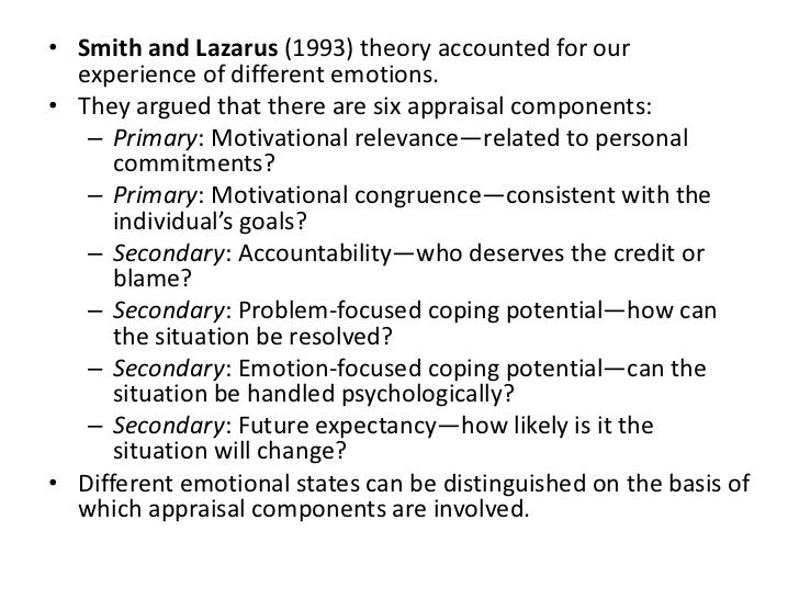 richard lazarus appraisal theory example