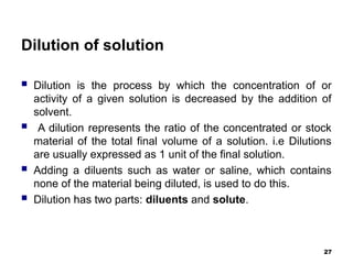 Dilution Process. Examples Introduction to medical chapter 4 reagents | PPT