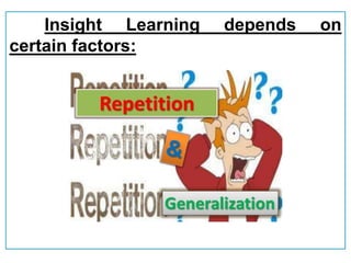 Insight Learning depends on
certain factors:
 