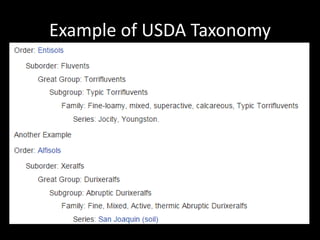 Example of USDA Taxonomy
 