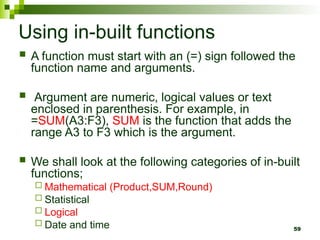 Chapter 4 spreadsheet.ppt Chapter 2 application areas of information ...