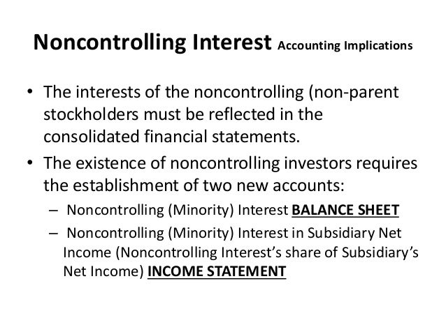 consolidated financial statements and outside ownership non controlling interest balance sheet