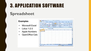 3. APPLICATION SOFTWARE
Spreadsheet
 