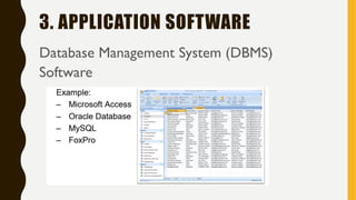 3. APPLICATION SOFTWARE
Database Management System (DBMS)
Software
 