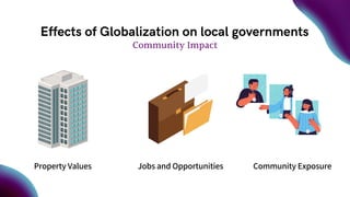 Effects of Globalization on local governments
Community Impact
Property Values Jobs and Opportunities Community Exposure
 
