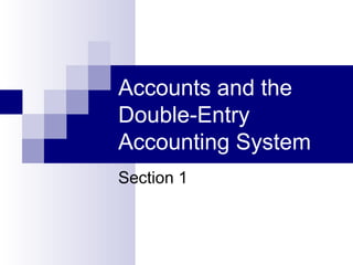 Accounts and the
Double-Entry
Accounting System
Section 1
 