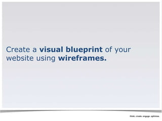 Create a visual blueprint of your 
website using wireframes. 
 