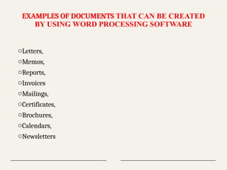Chapter 4 Word Processing 1 notes for s5 and.o level secondary | PPTX
