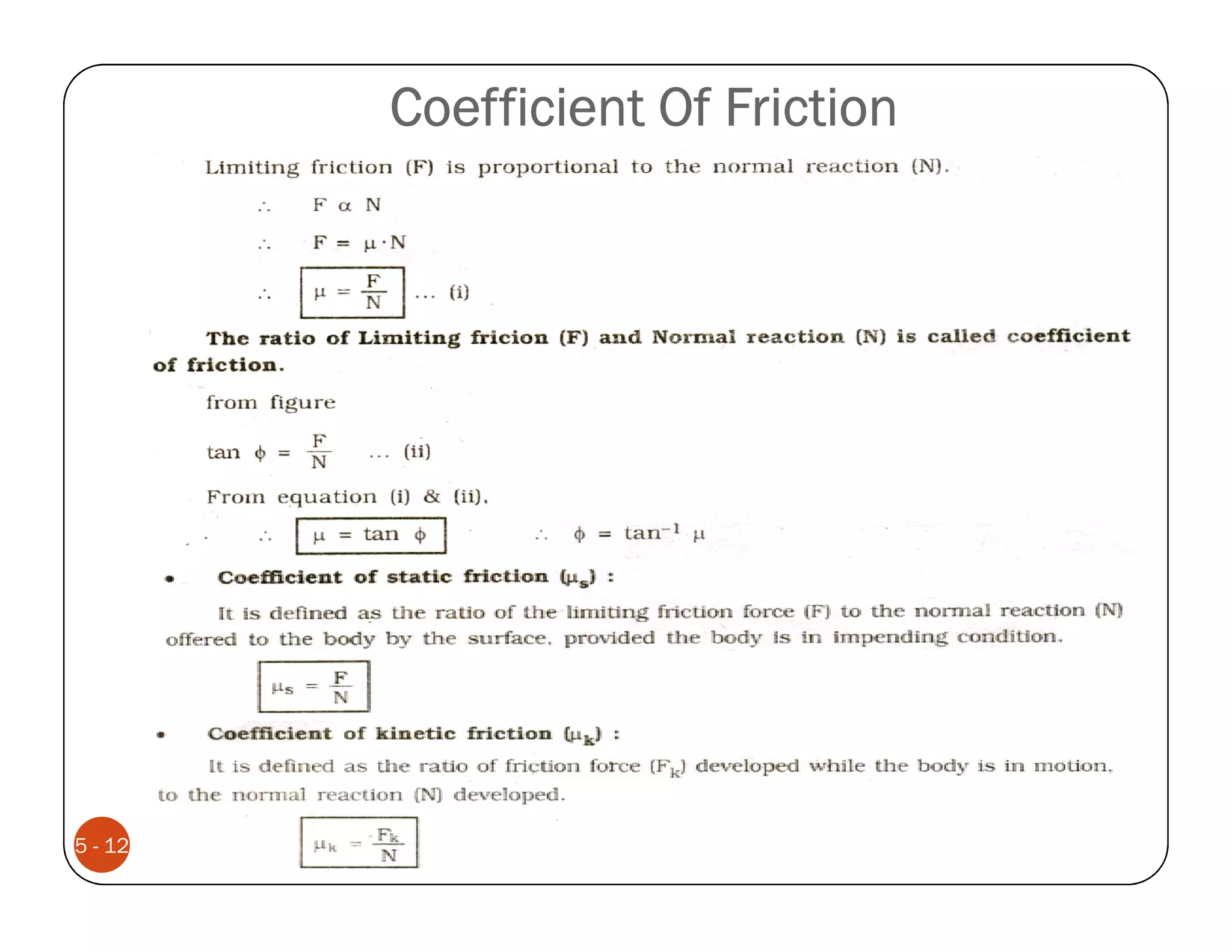 Coefficient Of Friction




5 - 12
 