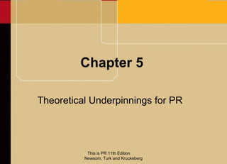 Chapter 5

Theoretical Underpinnings for PR




           This is PR 11th Edition
          Newsom, Turk and Kruckeberg
 