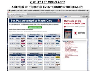 4) WHAT ARE MINI-PLANS?
A SERIES OF TICKETED EVENTS DURING THE SEASON.
 
