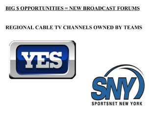 BIG $ OPPORTUNITIES = NEW BROADCAST FORUMS


REGIONAL CABLE TV CHANNELS OWNED BY TEAMS
 