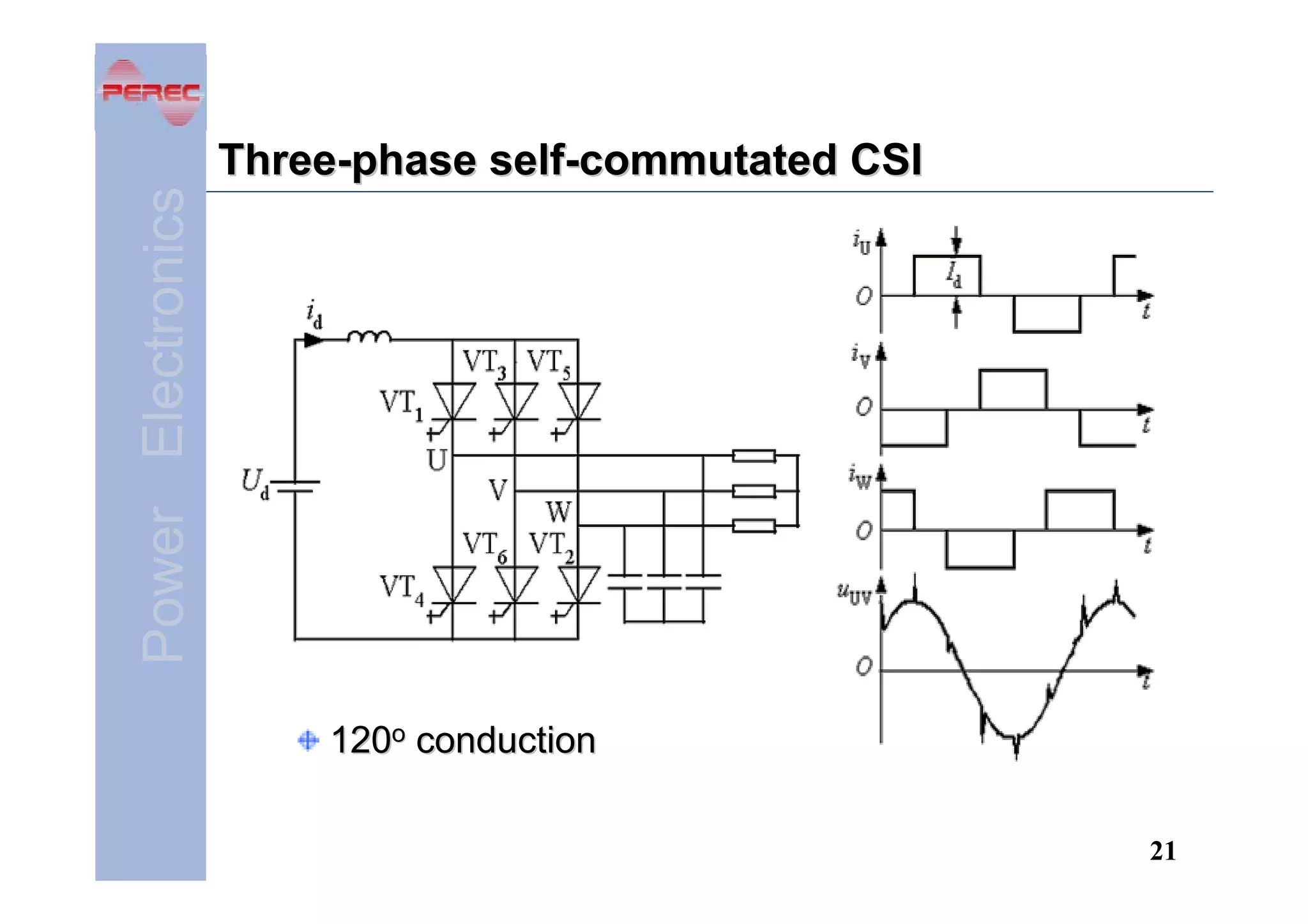 Power Electronics

Three-phase self-commutated CSI

120o conduction
21

 