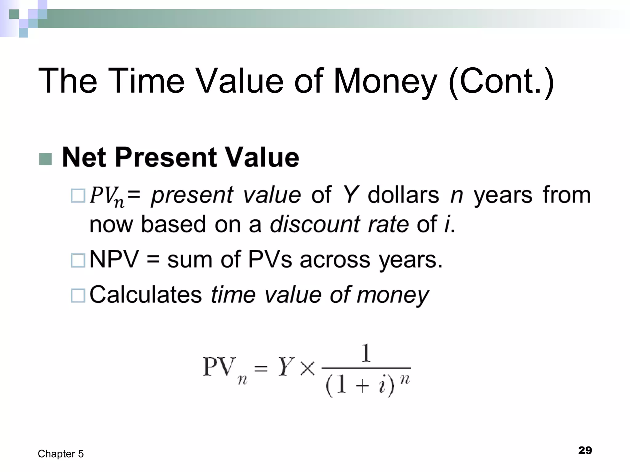 29Chapter 5
The Time Value of Money (Cont.)
 