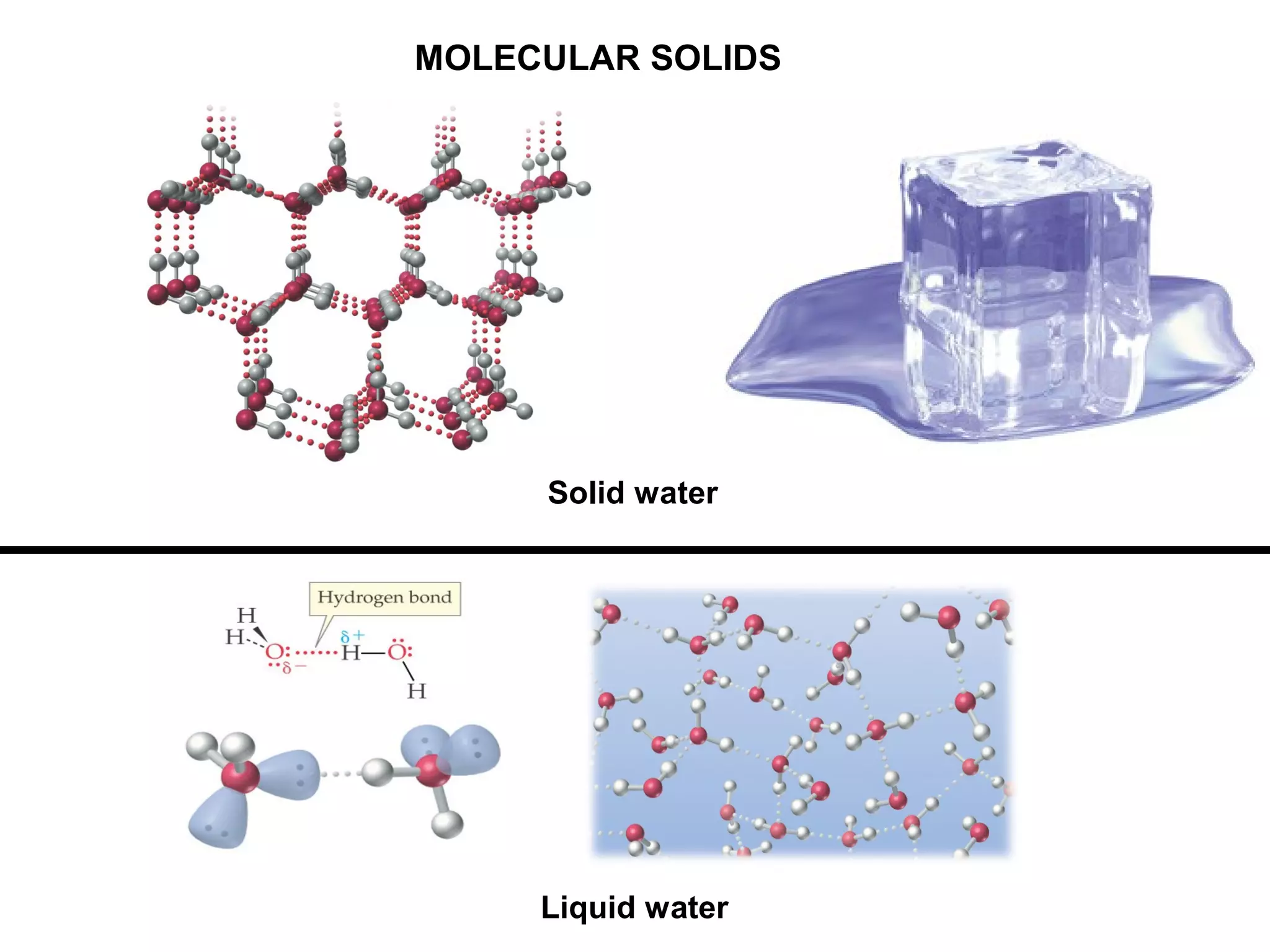 Liquid water
Solid water
MOLECULAR SOLIDS
 