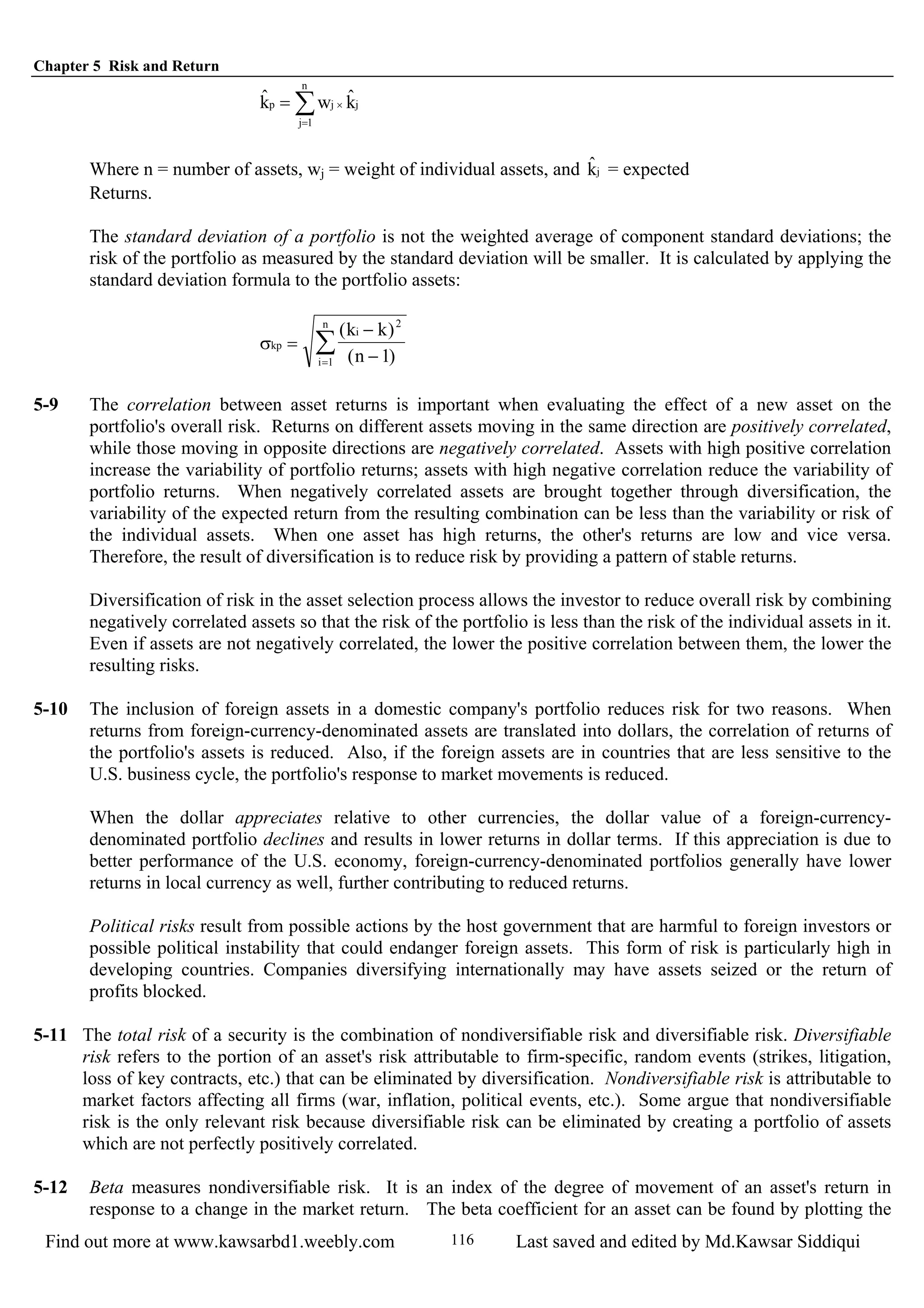 ch.5 risk - chapter 5 risk and return chapter 5 risk... Chapter 5:Risk and Return | PDF