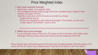 Stock Index Examples Security Market Indexes | PPTX