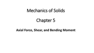 Chapter 5
Axial Force, Shear, and Bending Moment
Mechanics of Solids
 