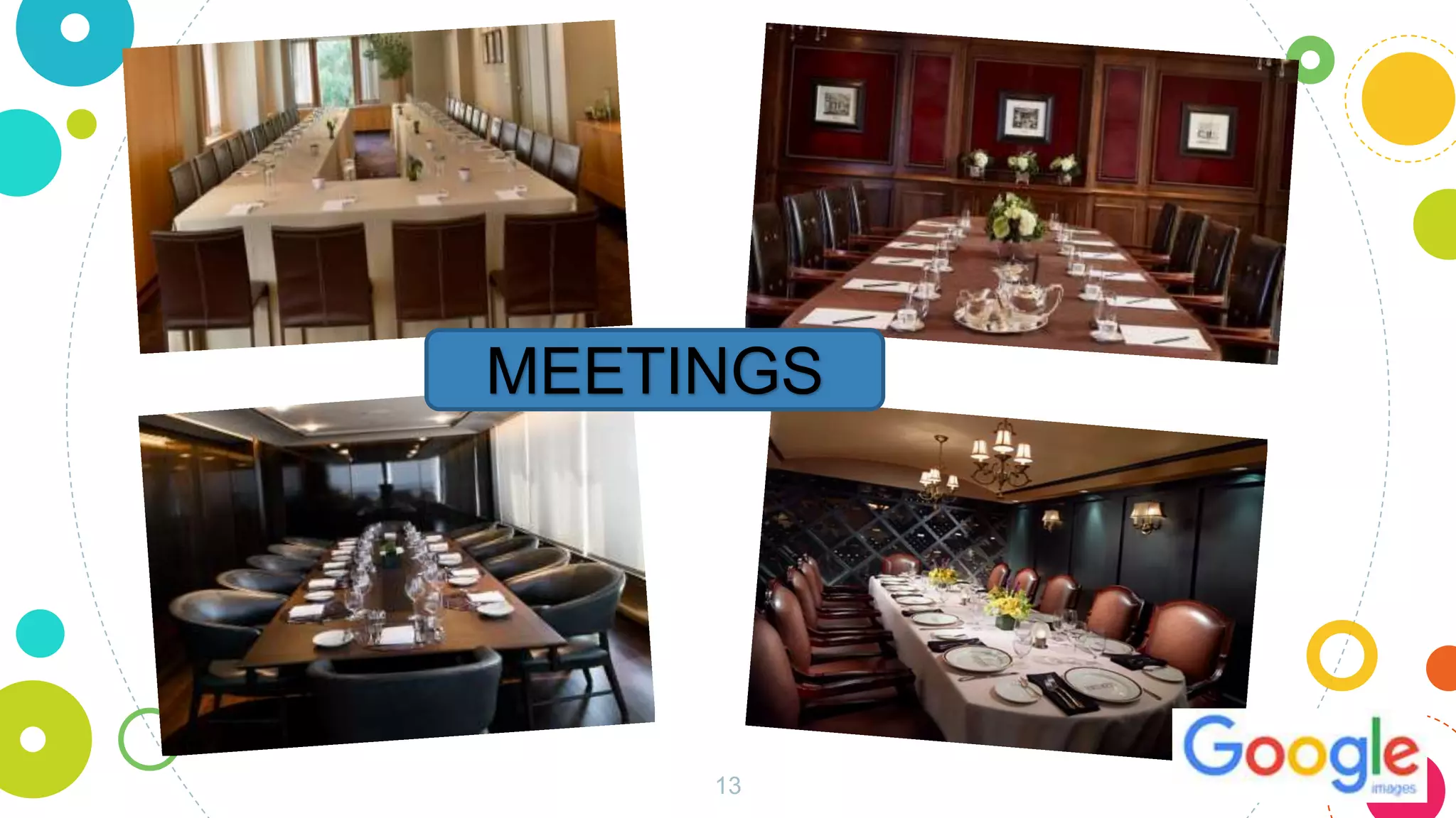 13
MEETINGS
 