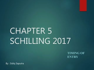 CHAPTER 5
SCHILLING 2017
TIMING OF
ENTRY
By : Sidiq Saputra
 