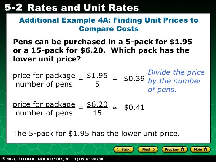 finding unit price