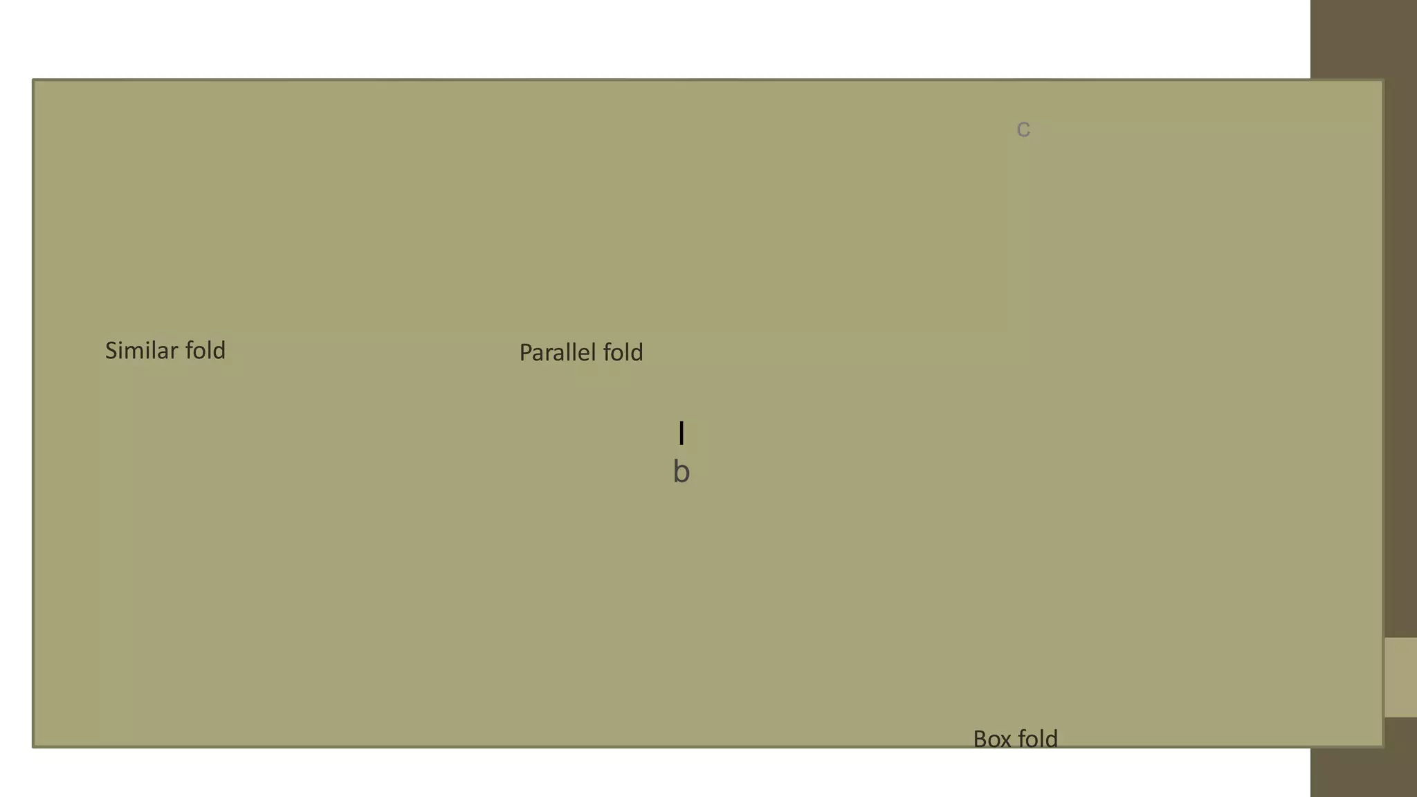 c
Similar fold Parallel fold
l
b
Box fold
 