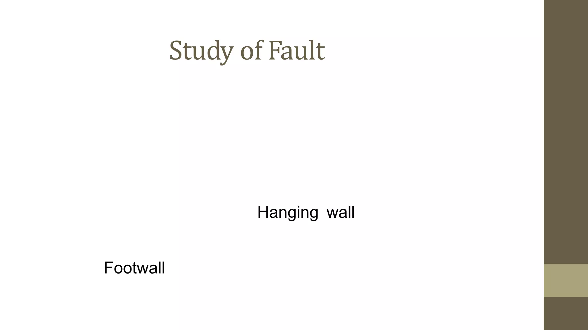 Study of Fault
Hanging wall
Footwall
 