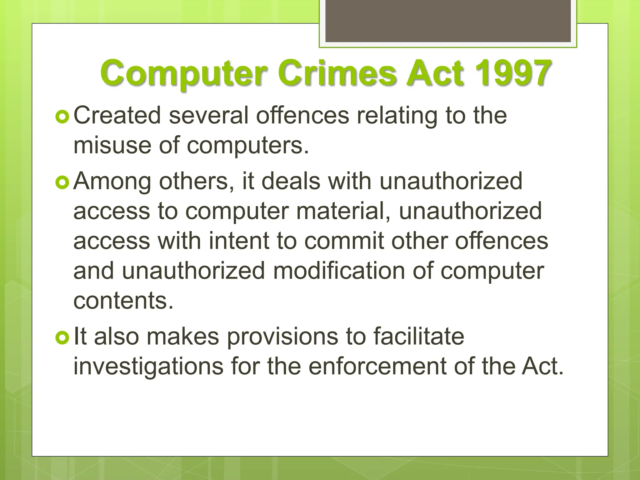 CHAPTER 5 CYBER LAW / SECURITY MALAYSIA | PPTX