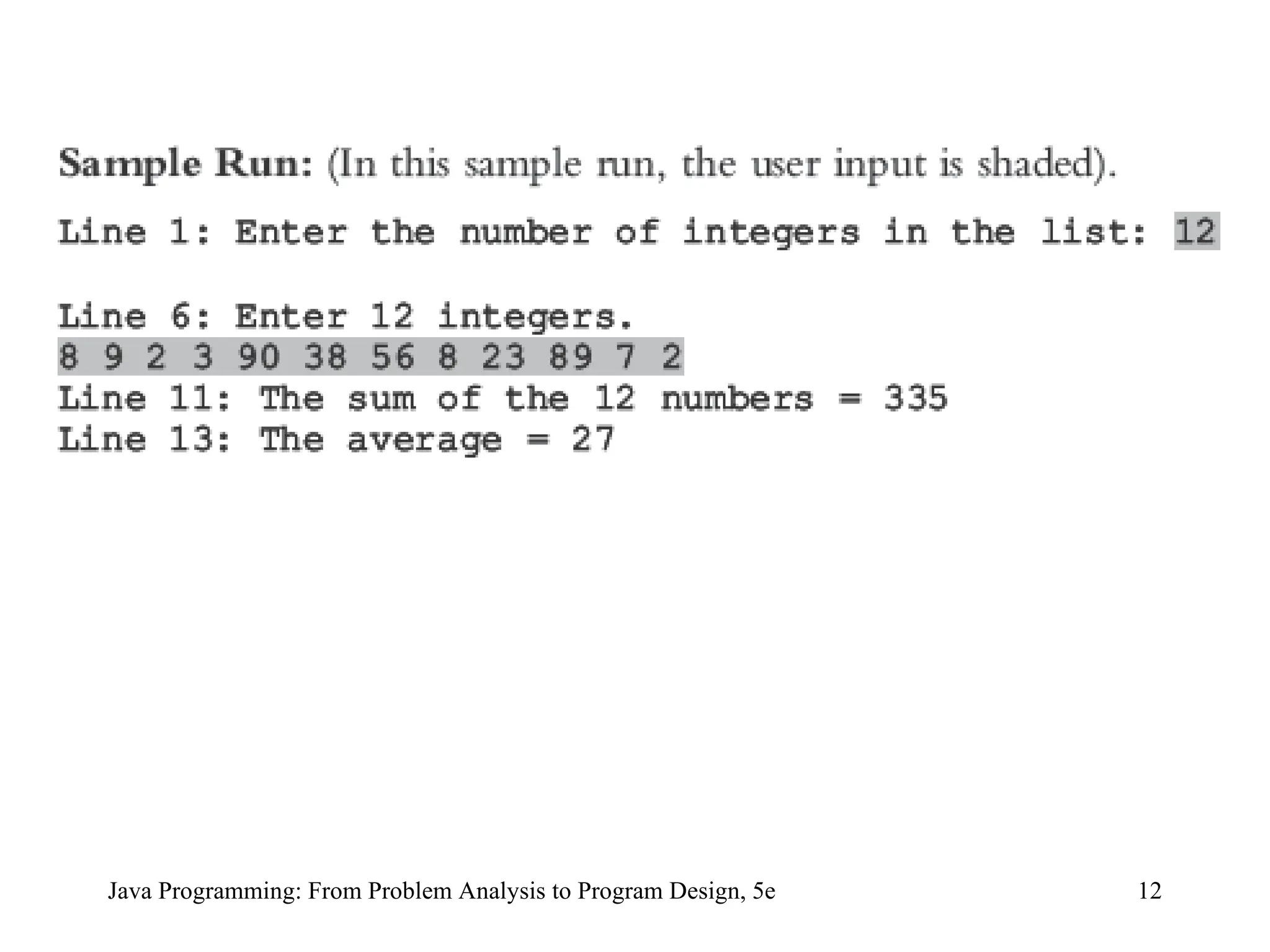 12
Java Programming: From Problem Analysis to Program Design, 5e
 
