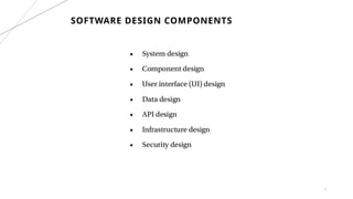 7
SOFTWARE DESIGN COMPONENTS
 