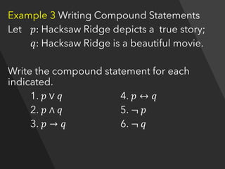 Compound Logical Statement Example Chapter 5. Introduction to Logic-3 Chapter 5. Introduction to Logic-3 | PDF