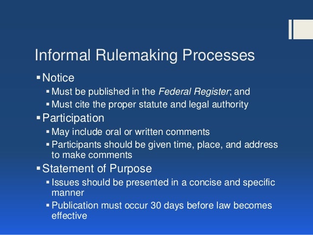 Rulemaking Comment. Example Informal Rule Making Flashcards – EBRC