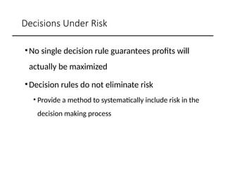 Managerial Economics: Decision Making Under Risk and Uncertainty | PPTX