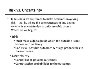 Managerial Economics: Decision Making Under Risk and Uncertainty | PPTX